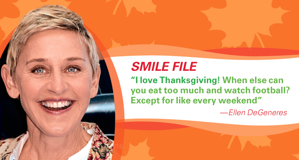 Thanksgiving jokes: Ellen DeGeneres saying, 