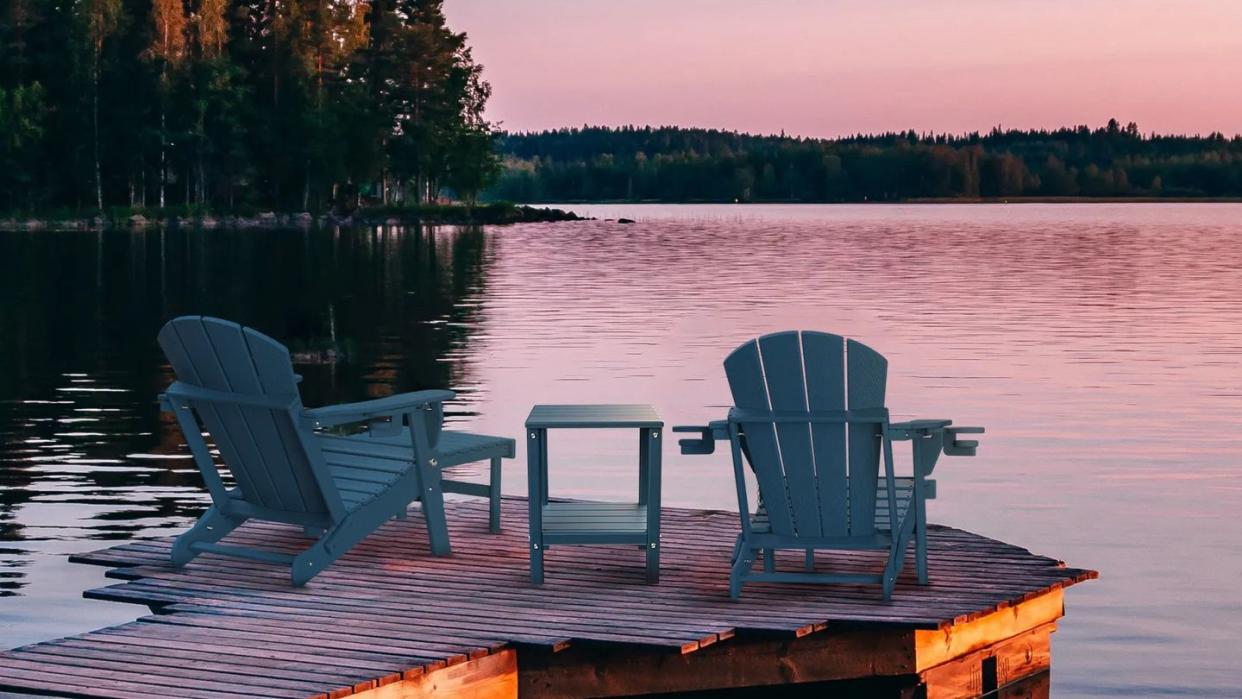 two chairs on a dock