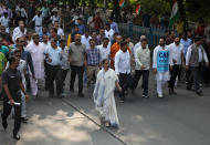 Mamata Banerjee, the Chief Minister of West Bengal, and her party supporters attend a protest march against the National Register of Citizens (NRC) and a new citizenship law, in Kolkata, India, December 16, 2019. REUTERS/Rupak De Chowdhuri