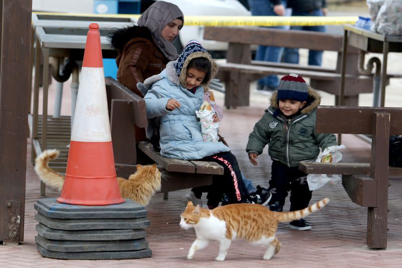 FILE PHOTO: Syrian refugee children are seen after disembarking from a Cyprus coastguard boat off the south-east of the island in the region of Protaras