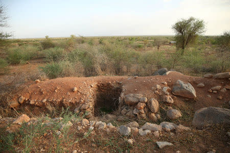 A military bunker is seen within Badme, territorial dispute town between Eritrea and Ethiopia currently occupied by Ethiopia, June 8, 2018. Picture taken June 8, 2018. REUTERS/Tiksa Negeri