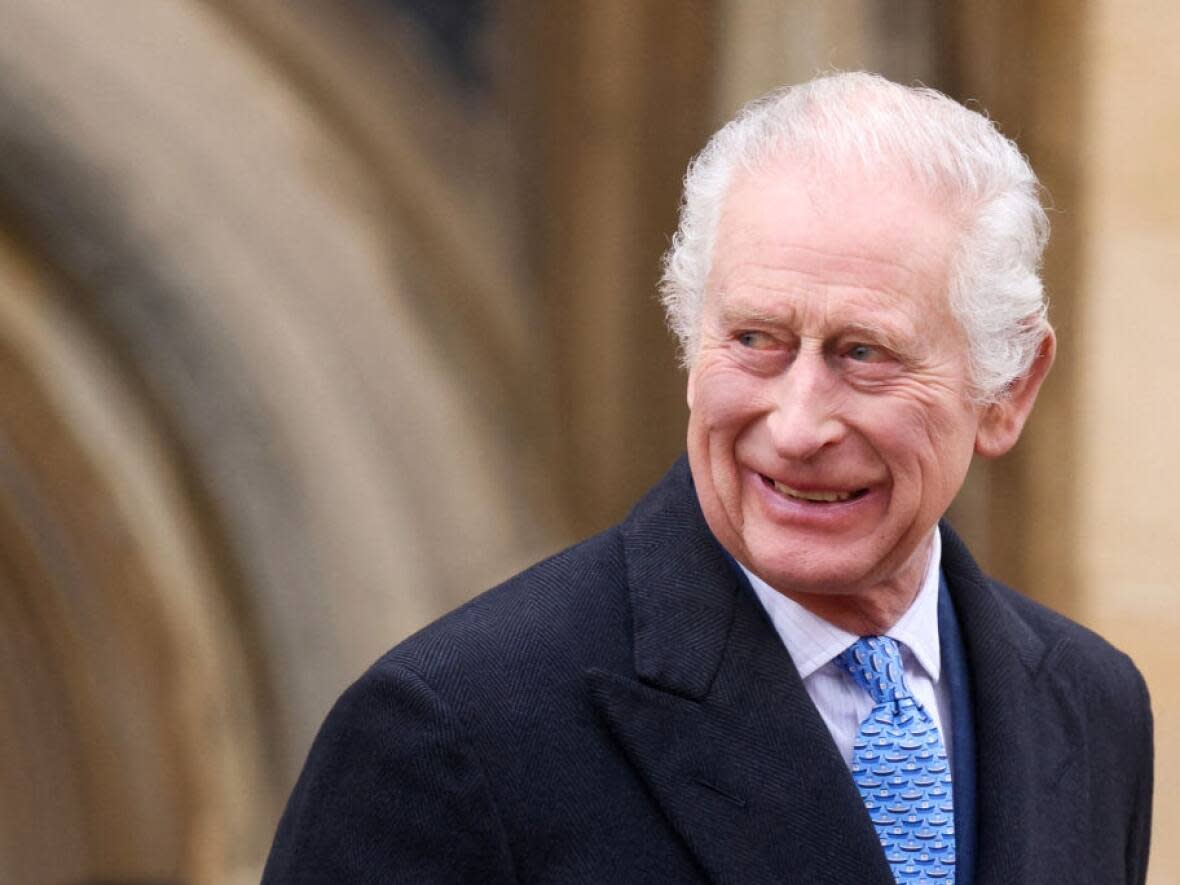Britain's King Charles III leaves St. George's Chapel, in Windsor Castle, after attending the Easter Mattins Service on March 31. (Hollie Adams/AFP/Getty Images - image credit)