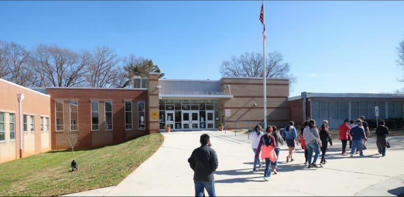 Students outside Sedgefield Middle School in Charlotte, North Carolina. (Sedgefield Middle School via Facebook)