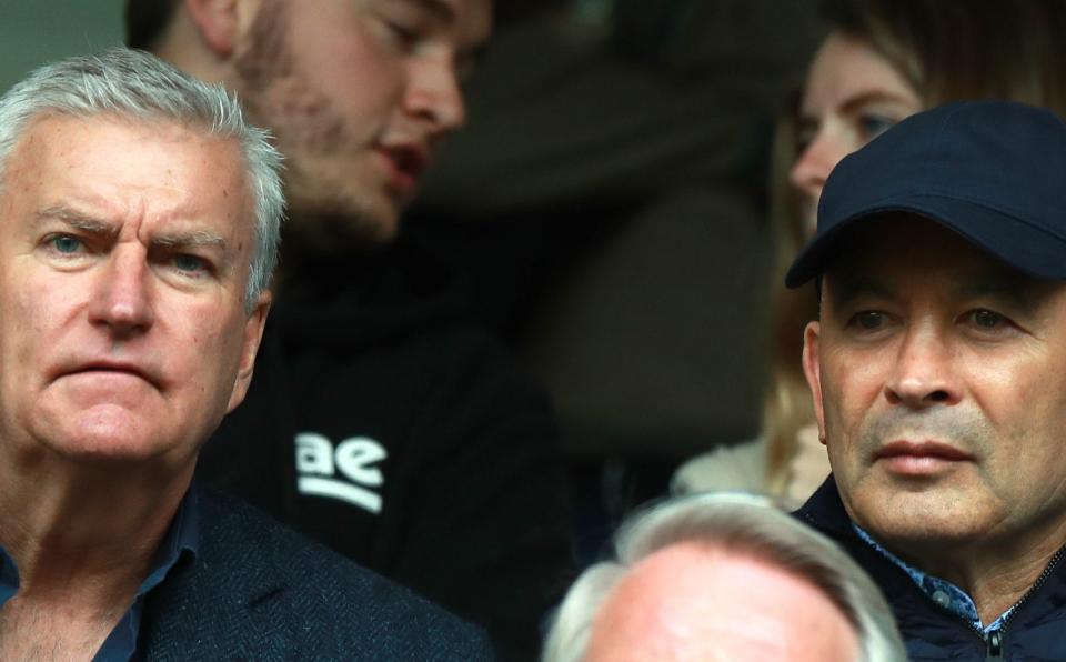 Eddie Jones sits alongside RFU chief Bill Sweeney - David Rogers/Getty Images