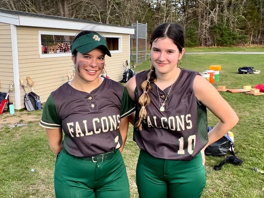 Dighton-Rehoboth senior outfielders Giselle Pacheco (left) and Olivia Pacheco.