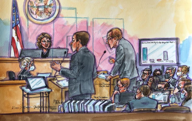 Court sketch of Apple vs Epic