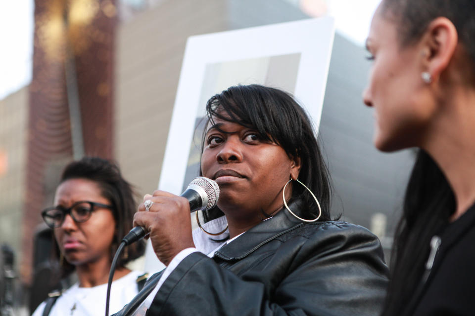 Natasha Duncan, speaking for her sister, Shantel Davis, lost to police violence. 