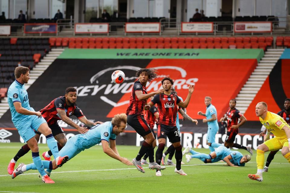 Jose Mourinho was furious after Tottenham were denied a penalty at Bournemouth following Josh King's push on Harry Kane (PA)