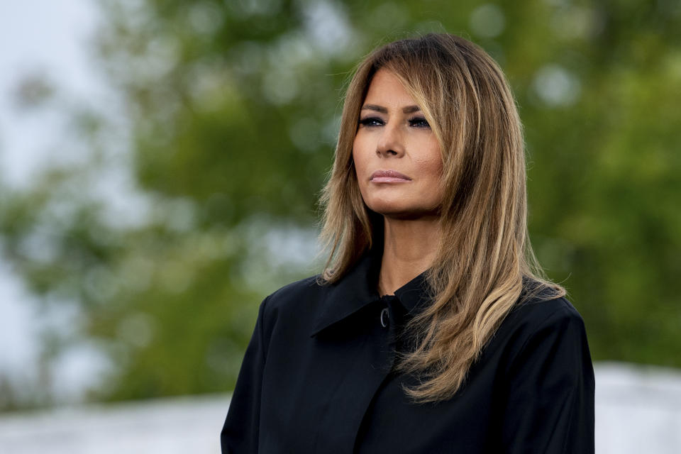 Melania Trump, cuando era primera dama, durante una ceremonia conmemorativa del 11 de septiembre en Shanksville, Pensilvania, el 11 de septiembre de 2020. (Erin Schaff/The New York Times).