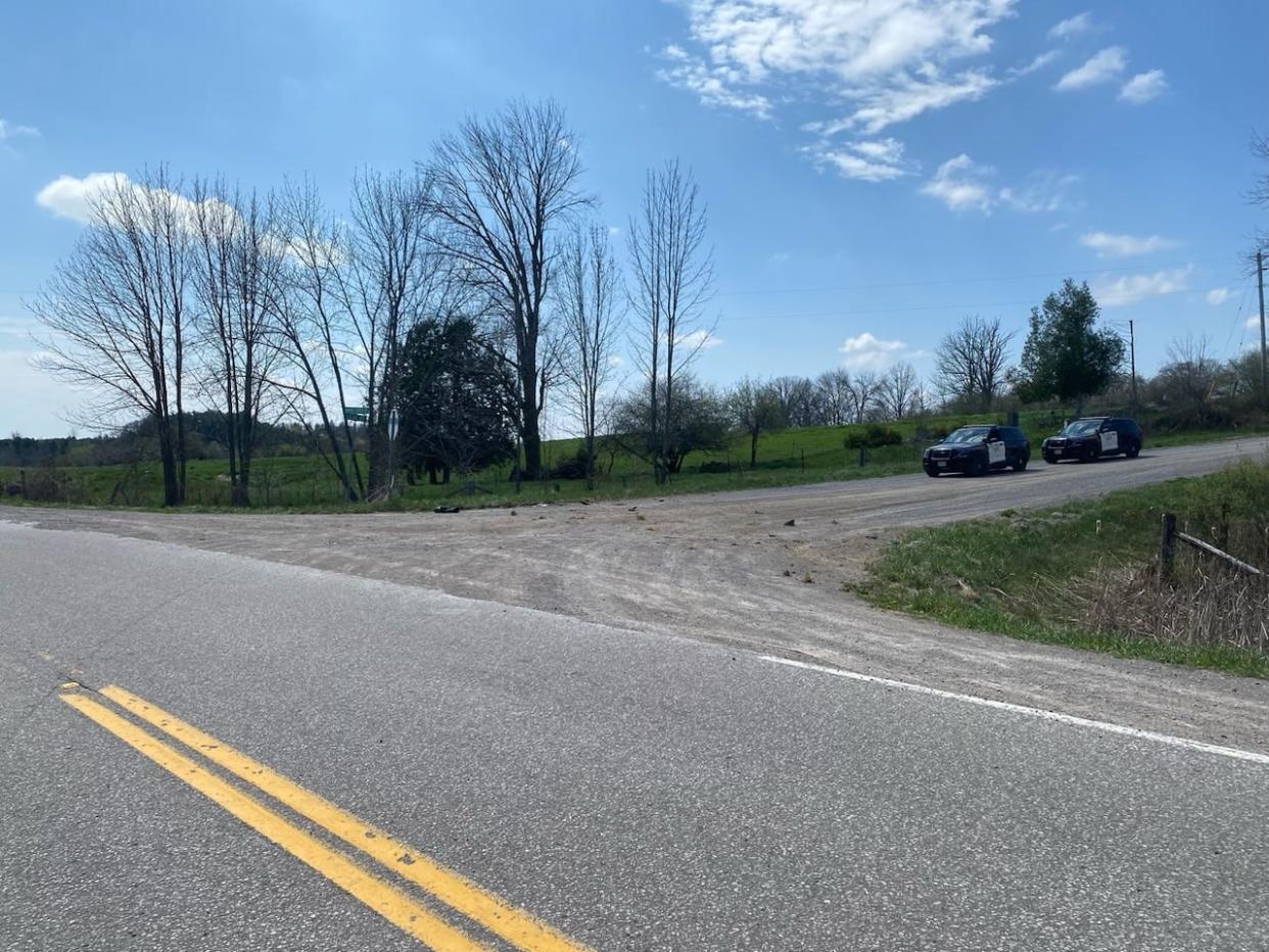 Roads in the area Mount Horeb Road, near Lilac Road, were closed Saturday for police investigation after a motorcycle crash left a man dead.   (OPP_CR/X - image credit)