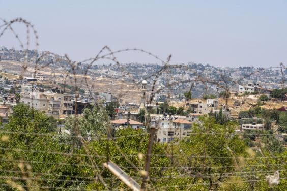 The view from Israeli settlement Beit El of Palestinian towns of Bireh and Ramallah (Bel Trew)