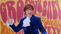 Austin Powers – Yeah, baby! Intended as a swingin’ '60s spoof of suave British spy James Bond, groovy super agent Austin Powers (Mike Myers) becomes a man out of time after being cryogenically frozen in 1967. Awoken in 1997 to a world drastically different than the one he knows, Powers continues his hilarious fight against nemesis Dr. Evil (also played by Myers).