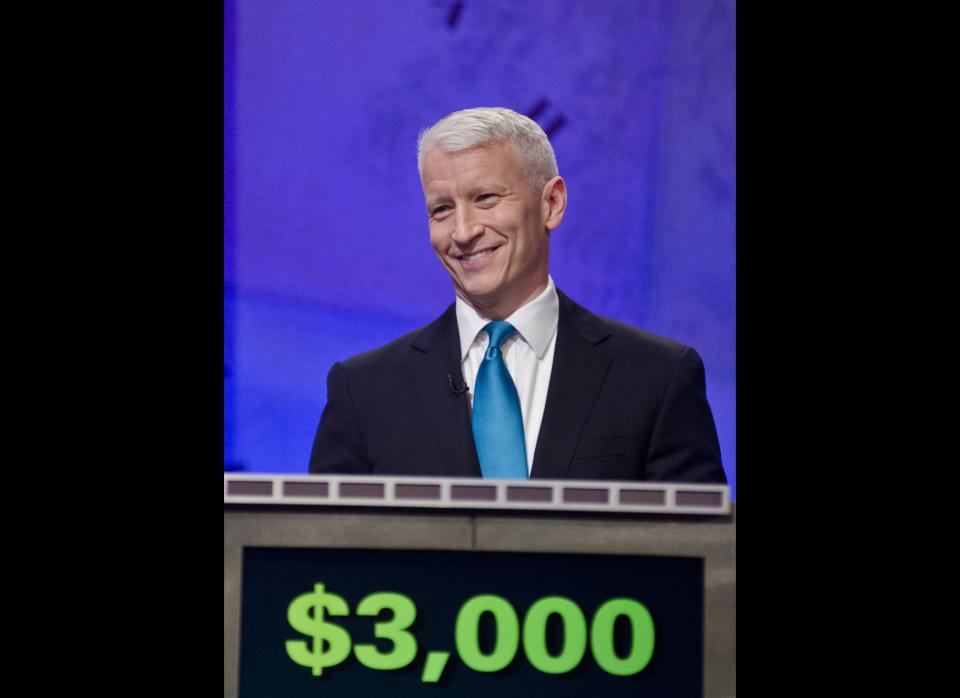 WASHINGTON, DC - APRIL 21: Anderson Cooper speaks during a rehearsal before a taping of Jeopardy! Power Players Week at DAR Constitution Hall on April 21, 2012 in Washington, DC. (Photo by Kris Connor/Getty Images)