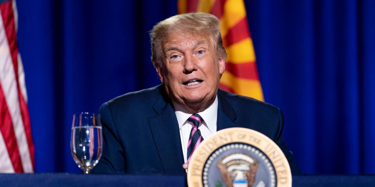 President Donald Trump speaks during a Latinos for Trump Coalition roundtable campaign event at Arizona Grand Resort & Spa, Monday, Sept. 14, 2020, in Phoenix. 