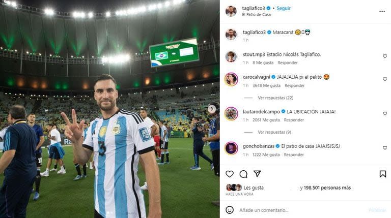 La publicación de Nicolás Tagliafico tras la victoria argentina en el Maracaná