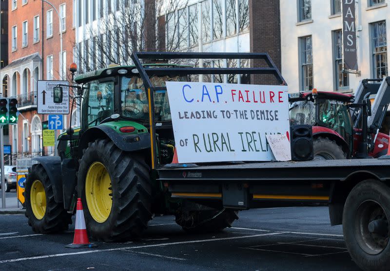 Farmers protest near Government Buildings in Dublin