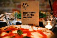 A leaflet on a table inside the Apollo Pizzeria, in London, Britain, January 22, 2019. REUTERS/Henry Nicholls