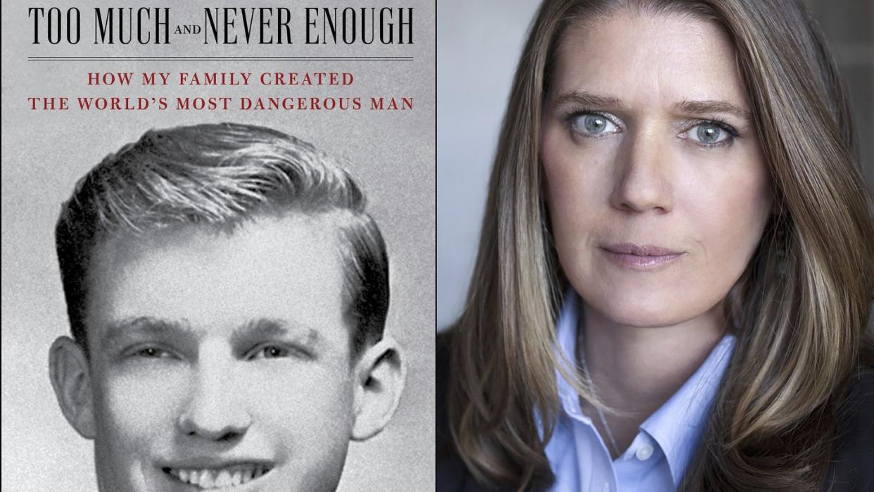 Donald Trumps Nichte Mary Trump neben ihrem Enthüllungsbuch «Too Much and Never Enough: How My Family Created the World's Most Dangerous Man» («Zu viel und nie genug - Wie meine Familie den gefährlichsten Mann der Welt geschaffen hat»).