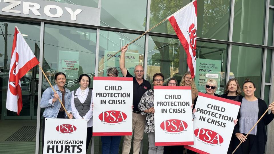 Child protection workers have walked off the job.