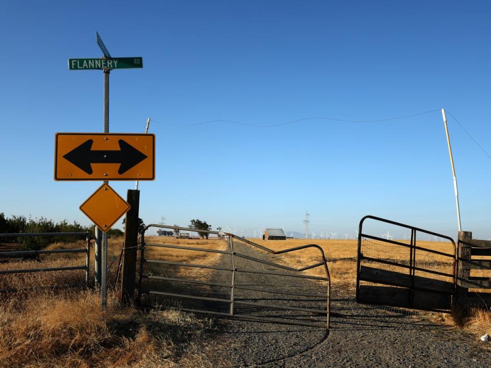 A Flannery Associates sign stands near land the company recently purchased in Rio Vista (Justin Sullivan/Getty)