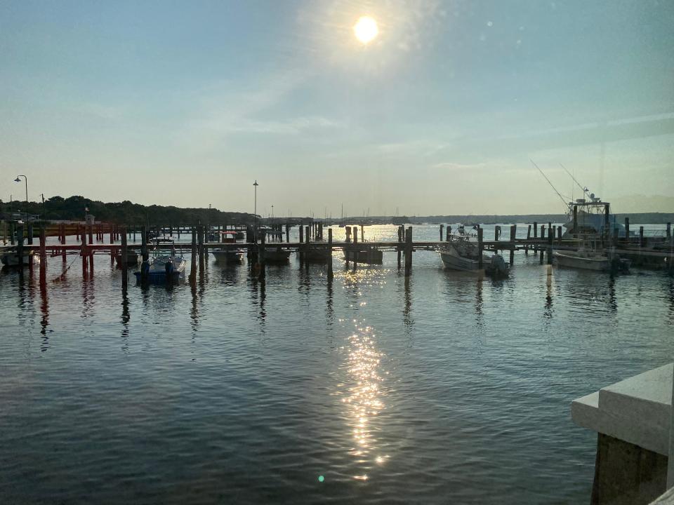 A view of Westport River from The Back Eddy indoor dining area.