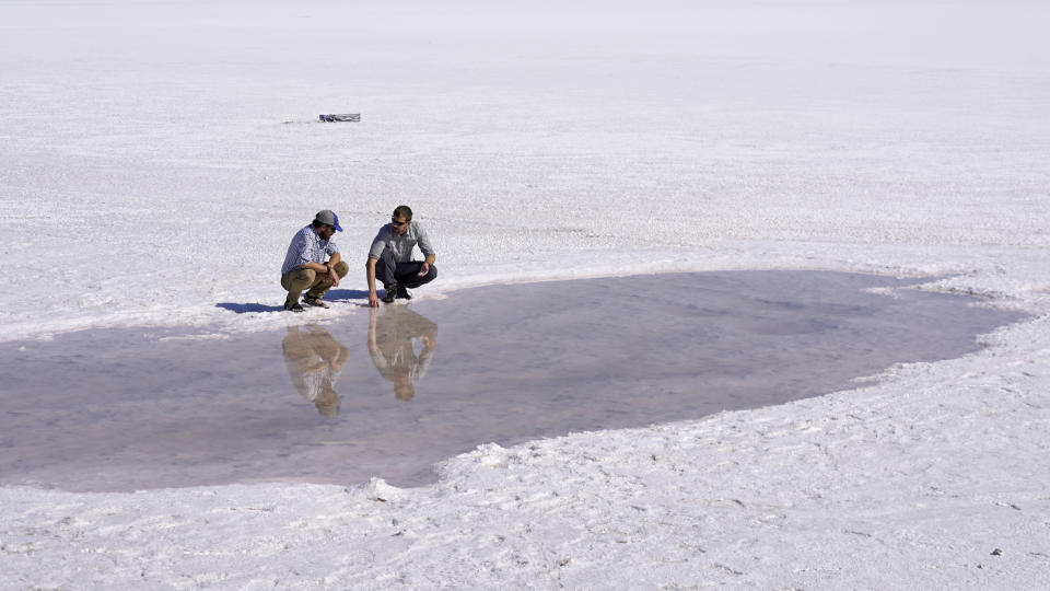 Record low water levels are observed at the Great Salt Lake marina Monday, Aug. 29, 2022, near Salt Lake City. Concerns are mounting about the future of the treeless expanse of salt crystals, and yet another study has been launched as researchers try to pinpoint the cause and solution. (AP Photo/Rick Bowmer)