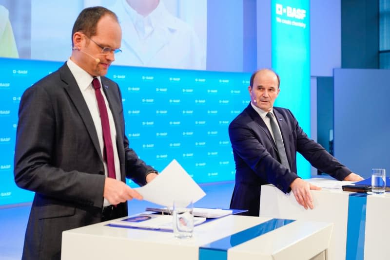 Martin Brudermueller, Chairman of the Board of Executive Directors of BASF SE, is on stage at the annual press conference of the chemical company BASF. The company is announcing its business figures for the past year today. Uwe Anspach/dpa