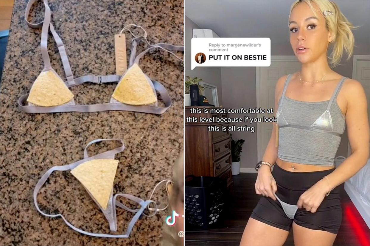 TikToker Compares The Size Of Her Skims Underwear To A Tortilla Chip