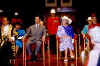 <p>Princess Diana wears a mixed print dress for a Brisbane event alongside Prince Charles.<br></p>