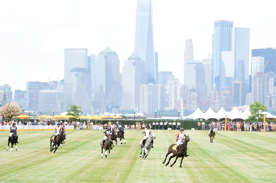 Celebrities and stylish sports fans flocked to Liberty State Park for polo, ponies, and a glass of chilled Champagne.