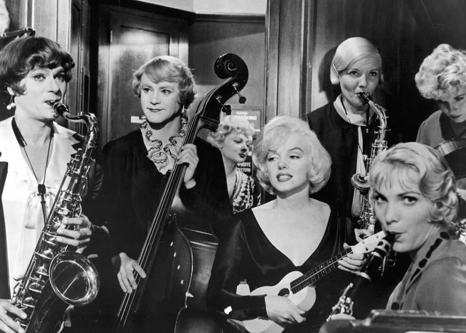 <a href="http://movies.yahoo.com/movie/some-like-it-hot/" data-ylk="slk:SOME LIKE IT HOT;elm:context_link;itc:0;sec:content-canvas" class="link ">SOME LIKE IT HOT</a> (1959) <br>Directed by: Billy Wilder <br>Starring: Marilyn Monroe, Jack Lemmon and Tony Curtis