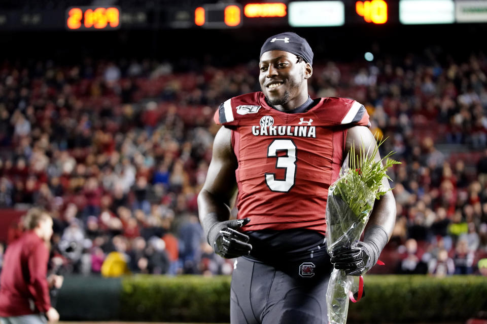 South Carolina DT Javon Kinlaw has emerged from homelessness to become a first-round draft prospect. (Photo by Jacob Kupferman/Getty Images)