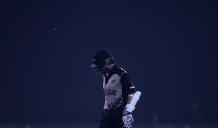 Cricket - England v New Zealand - World Twenty20 cricket tournament semi-final - New Delhi, India - 30/03/2016. New Zealand's captain Kane Williamson walks off the field after his dismissal. REUTERS/Adnan Abidi