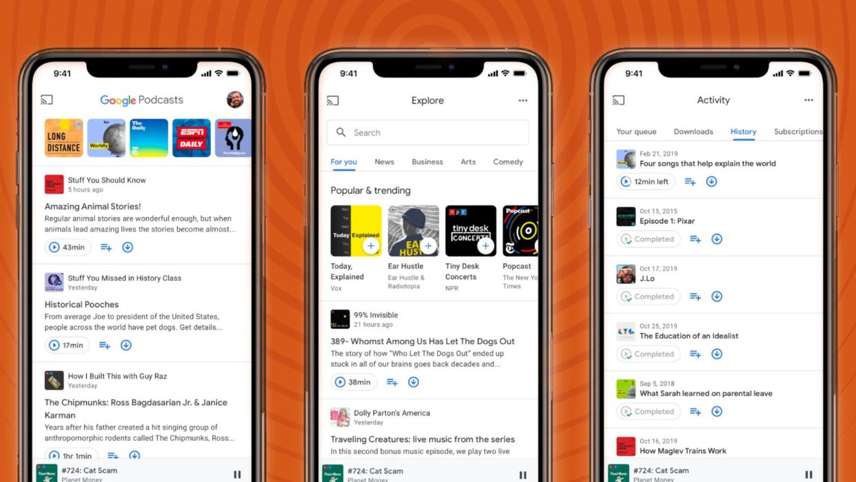  Google Podcast app pages . 