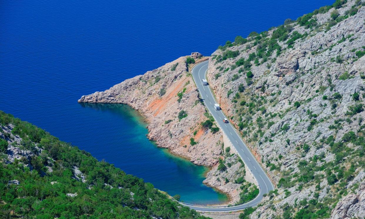 <span>The coast road in Croatia’s Lika region, by the Kvarner Gulf.</span><span>Photograph: Franz Aberham/Getty Images</span>