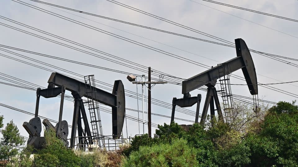 Oil pumpjacks in Montebello, California, in 2023. - Frederic J. Brown/AFP/Getty Images