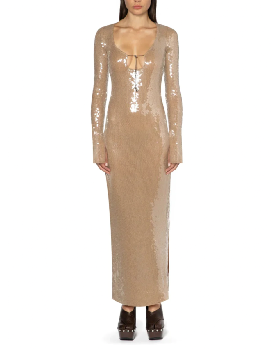 <p><a href="https://twinarchives.com/products/solaria-long-sleeve-hailey-bieber-inspired-evening-dress-in-smoke-sequin" rel="nofollow noopener" target="_blank" data-ylk="slk:Shop Now;elm:context_link;itc:0;sec:content-canvas" class="link ">Shop Now</a></p><p>Solaria Long Sleeve Hailey Bieber Dress</p><p>$248.00</p><p>twinarchives.com</p>