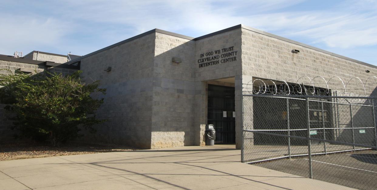 Outside the Cleveland County Detention Center on McBrayer Street in Shelby.