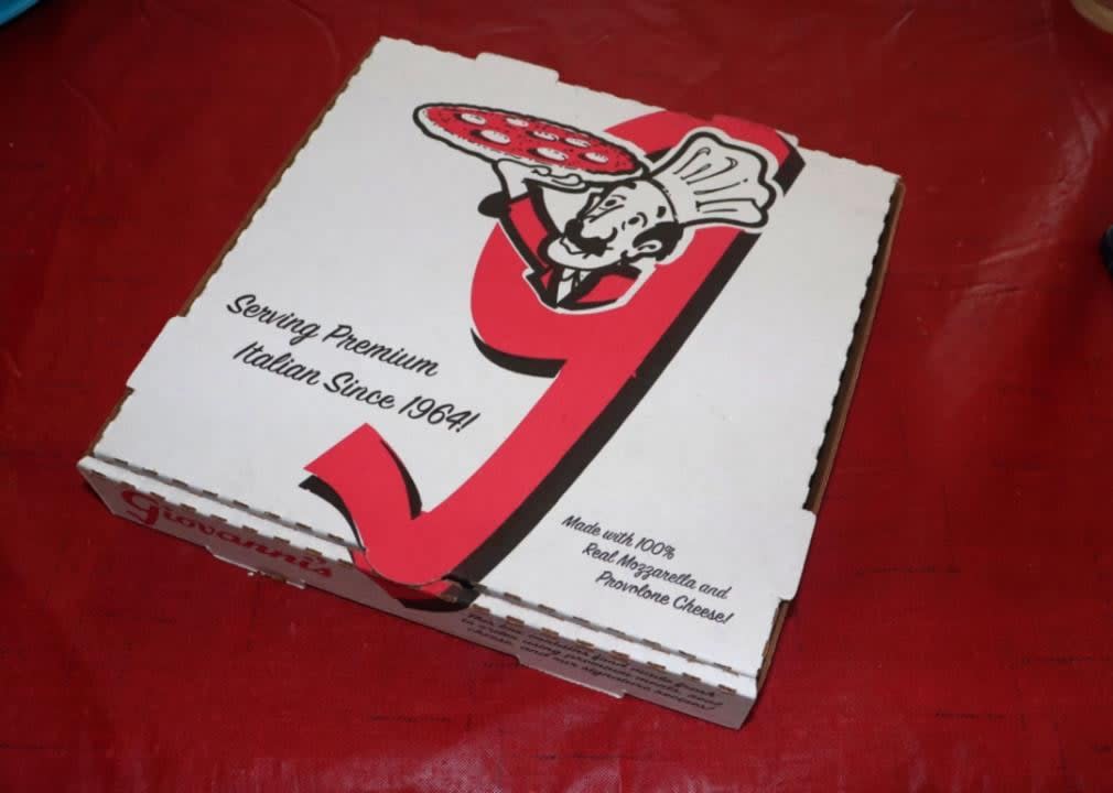 A Giovanni's pizza box.