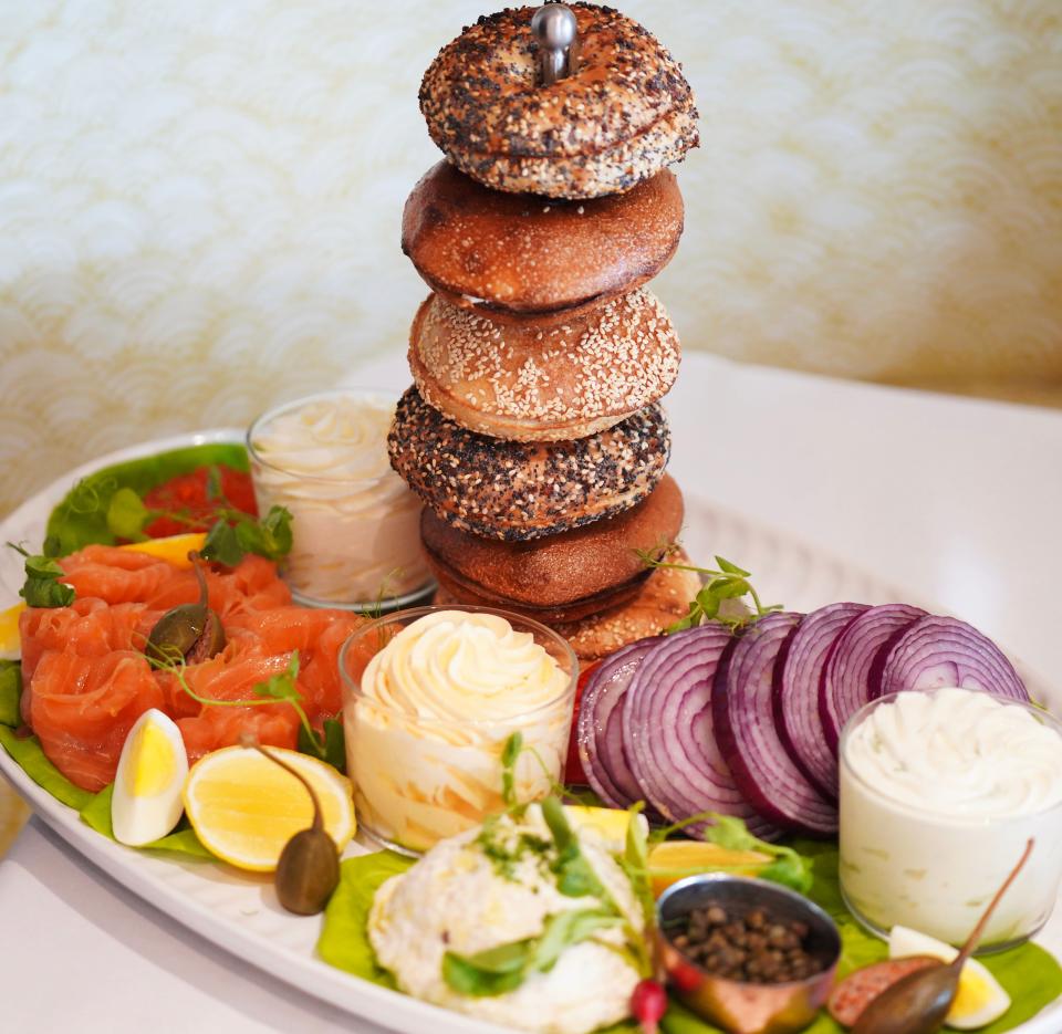 Saturday brunch at Swifty's at The Colony includes a Popup Bagels “tower”.