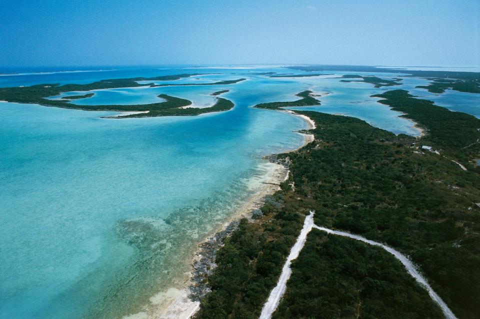 Islands along the west coast of Exuma, Bahamas