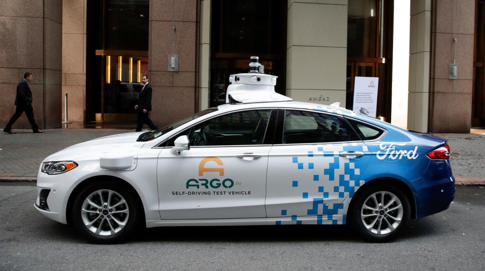 This Argo AI self-driving prototype was displayed during a press conference in New York on July 12, 2019 when Volkswagen AG then-CEO Herbert Diess and then-Ford CEO Jim Hackett announced a strategic expansion of their global alliance to include electric vehicles. VW was joining Ford as an equal investor in Argo, increasing Argo's valuation to $7 billion dollars at the time. Argo announced in 2022 it was closing down.