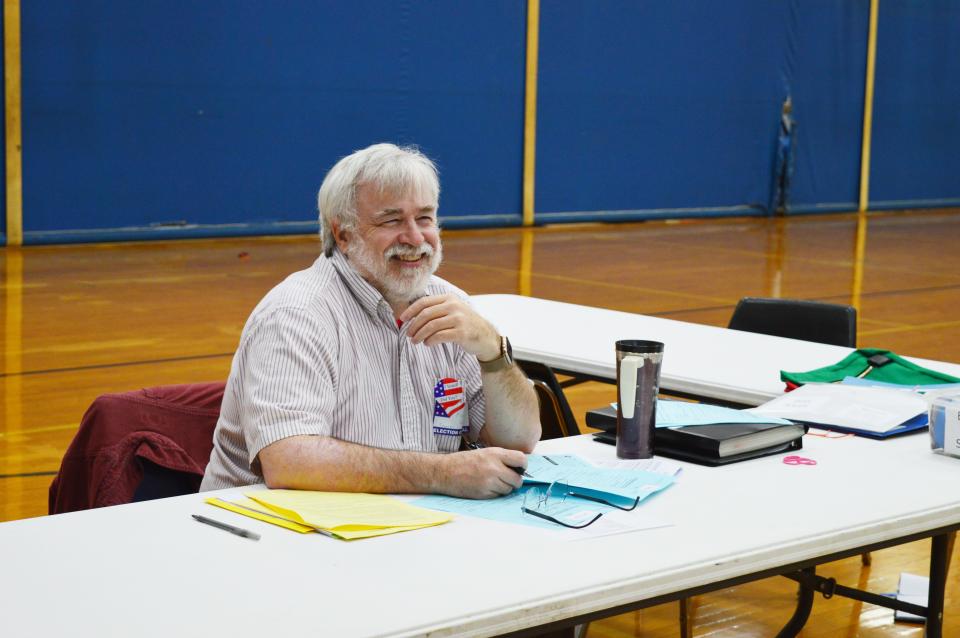 Kurt Seiffert served as an inspector at the Bloomington High School South voting location Tuesday.