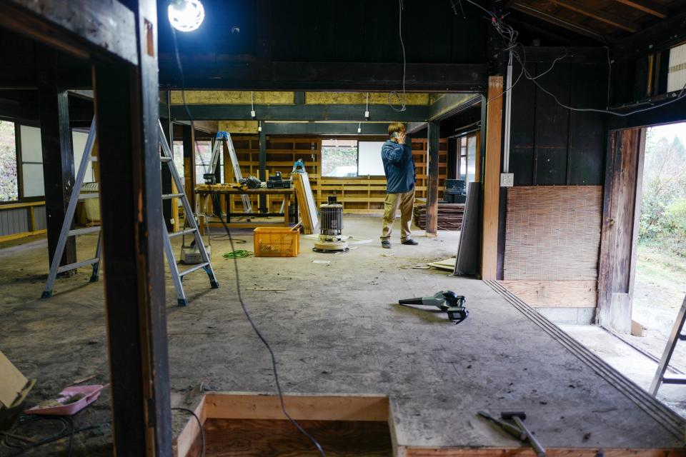 the interior of a farmhouse under construction