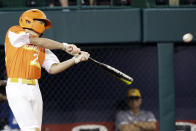 River Ridge, La.'s Reece Roussel hits a grand slam off of South Riding, Va.'s Justin Lee during the fourth inning of a baseball game at the Little League World Series in South Williamsport, Pa., Thursday, Aug. 22, 2019. Louisiana won 10-0. (AP Photo/Tom E. Puskar)