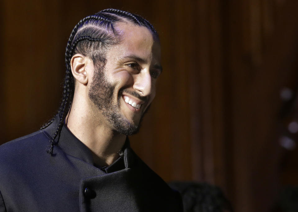 While accepting one of Harvard’s highest honors on Thursday, Colin Kaepernick talked about why he chose to kneel. (AP)