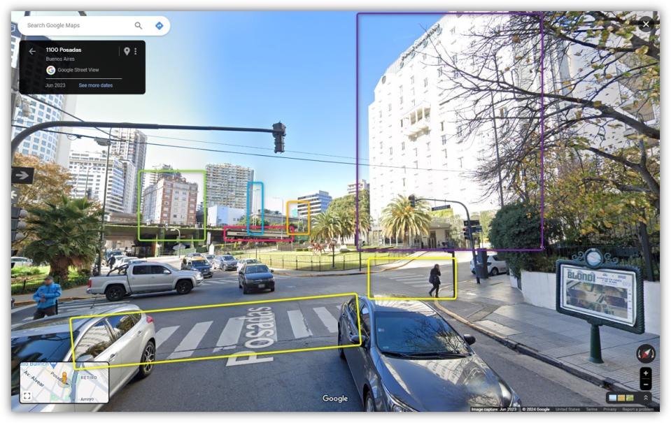 <span>Screenshot from Google Maps Street View taken April 15, 2024, with elements outlined by AFP</span>