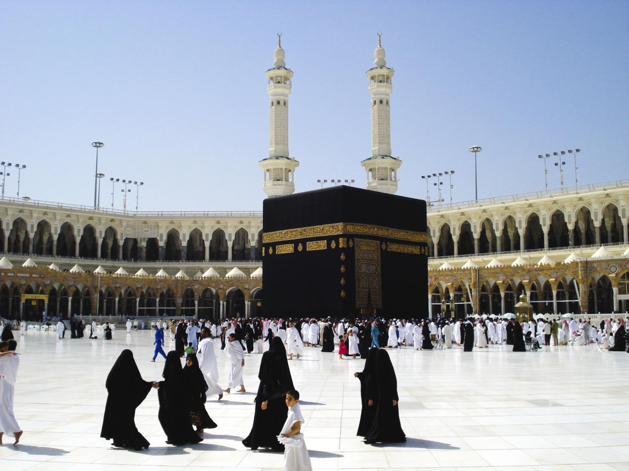 Pilgrims in a mosque, Al-Haram Mosque, Mecca, Saudi Arabia. PHOTO: Getty Images