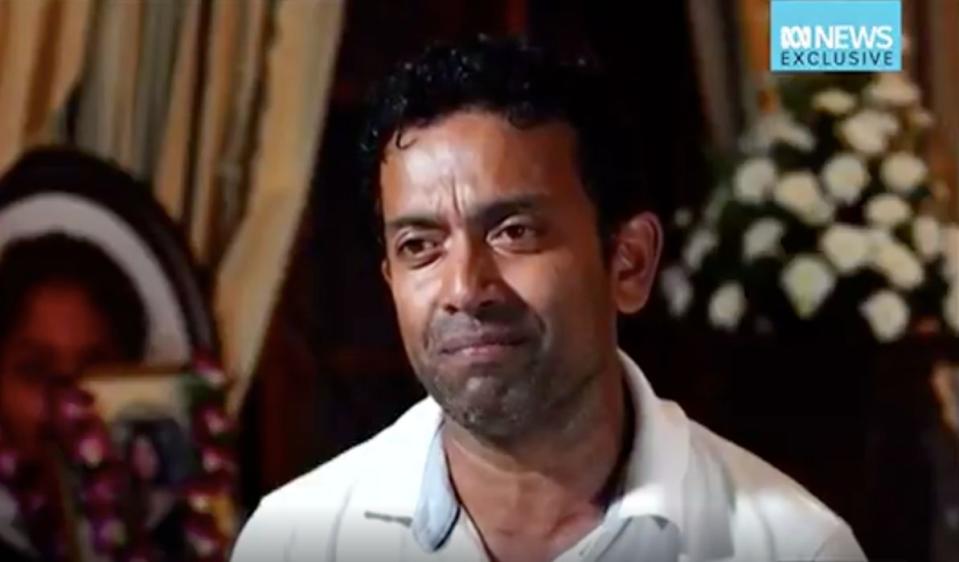 Sudesh Kolonne has spoken of his pain following the death of his wife and daughter. Source: ABC News