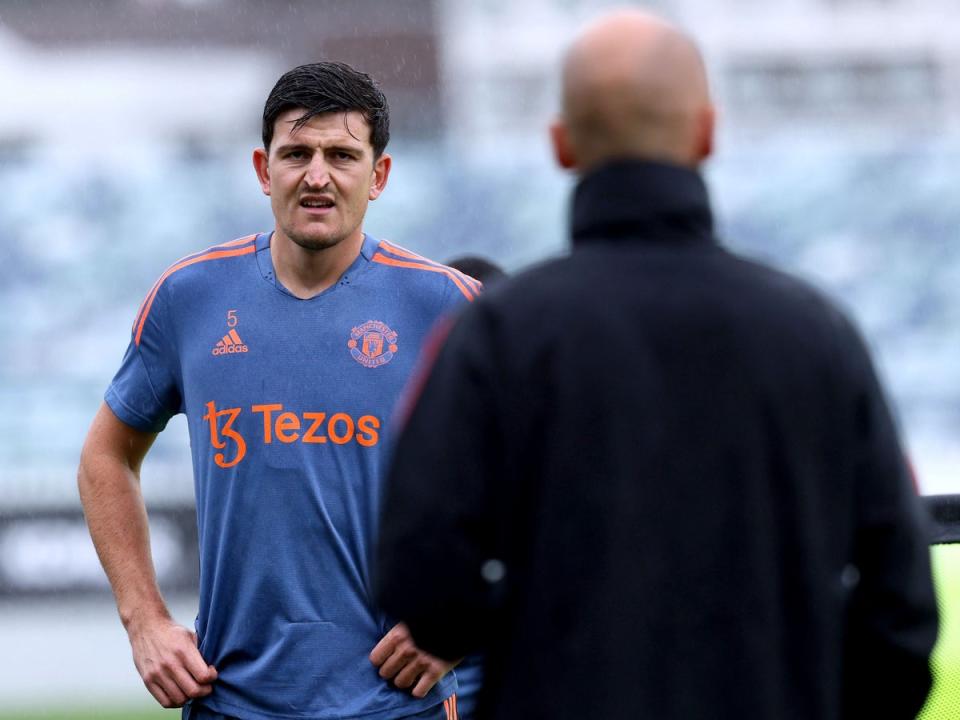 Manchester United captain Harry Maguire faces a battle to start regularly under Erik ten Hag (AFP via Getty Images)